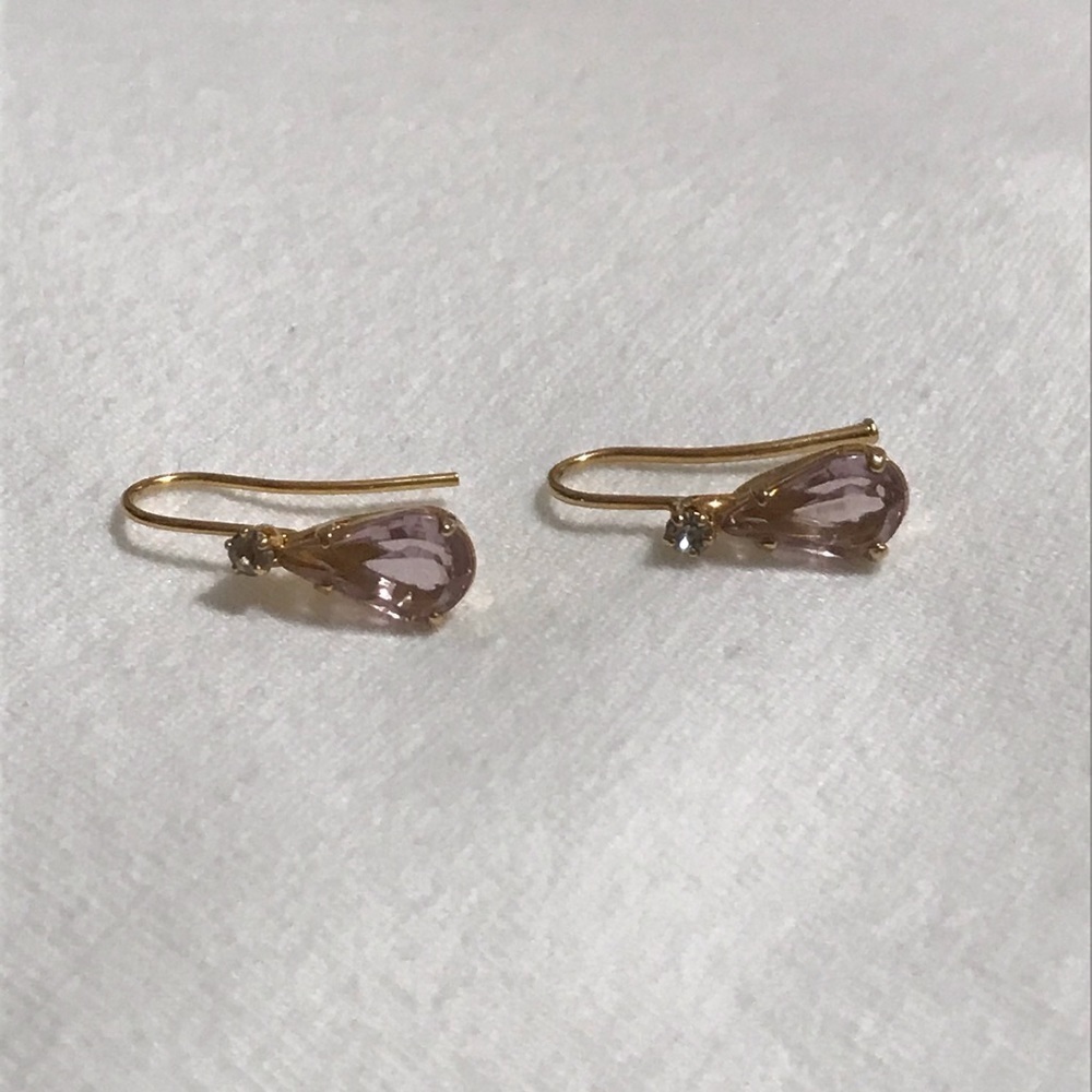 Gold tone and pink stone earrings